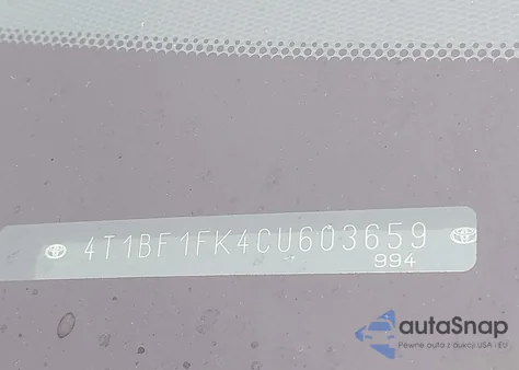 2012 Toyota Camry Se из США, поврежденный, VIN 4T1BF1FK4CU603659